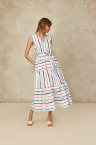 Striped Cotton Tiered Dress