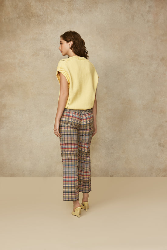 Checked Cotton Cropped Pant