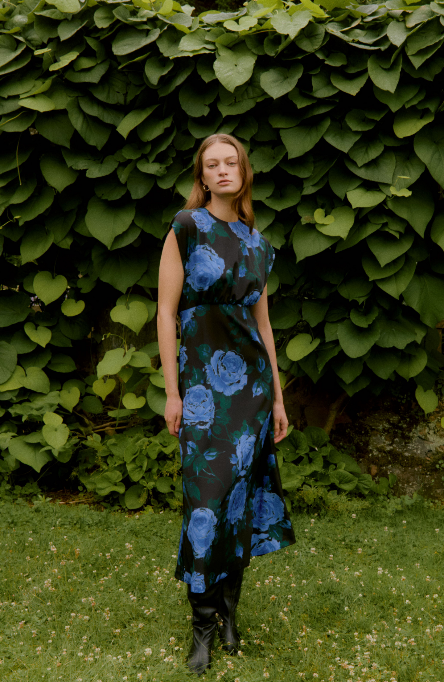 Rose Crepe Midi Dress