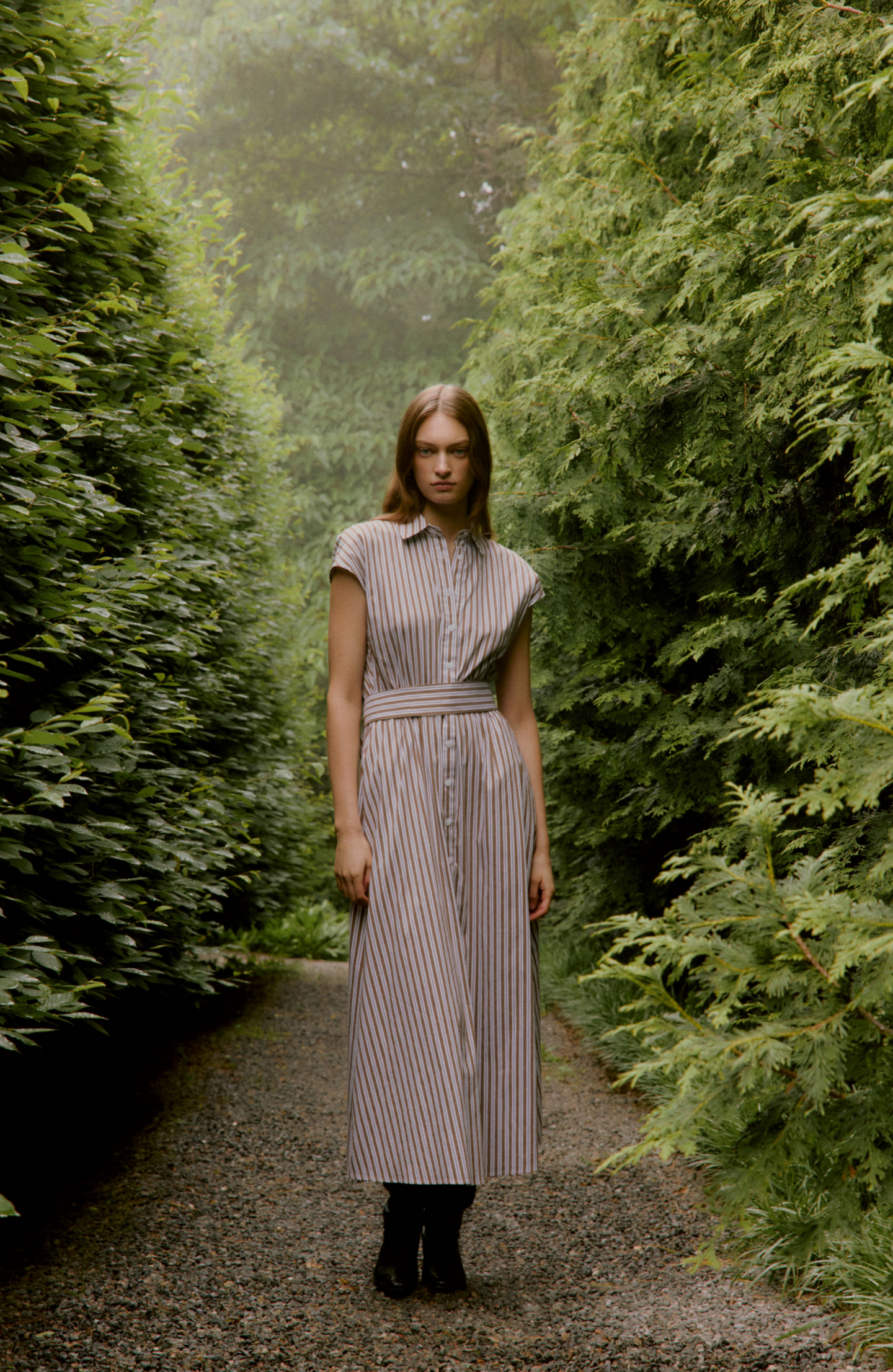 Striped Cotton Poplin Capelet Dress