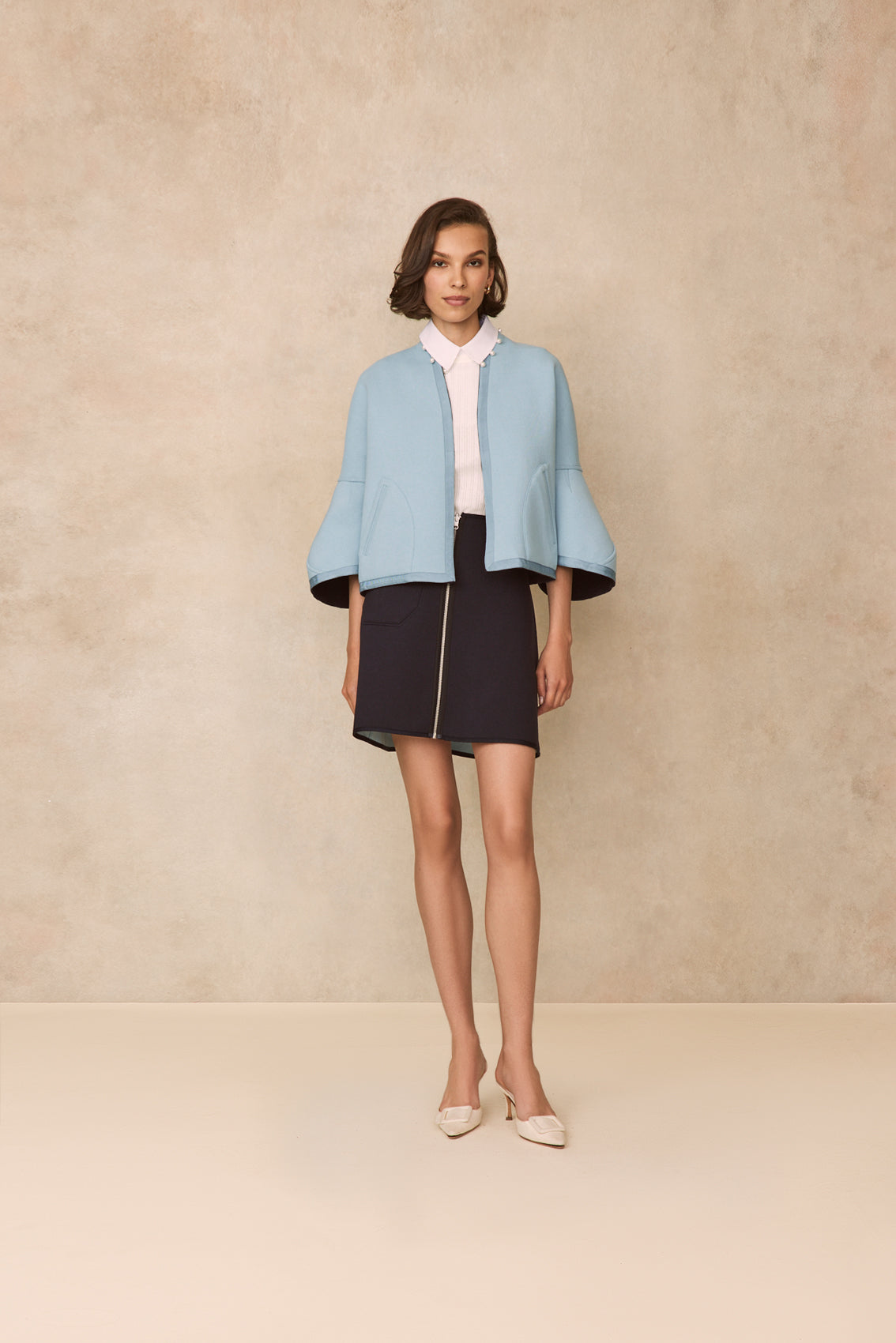Double Face Jersey Reversible Skirt Pearl by Lela Rose