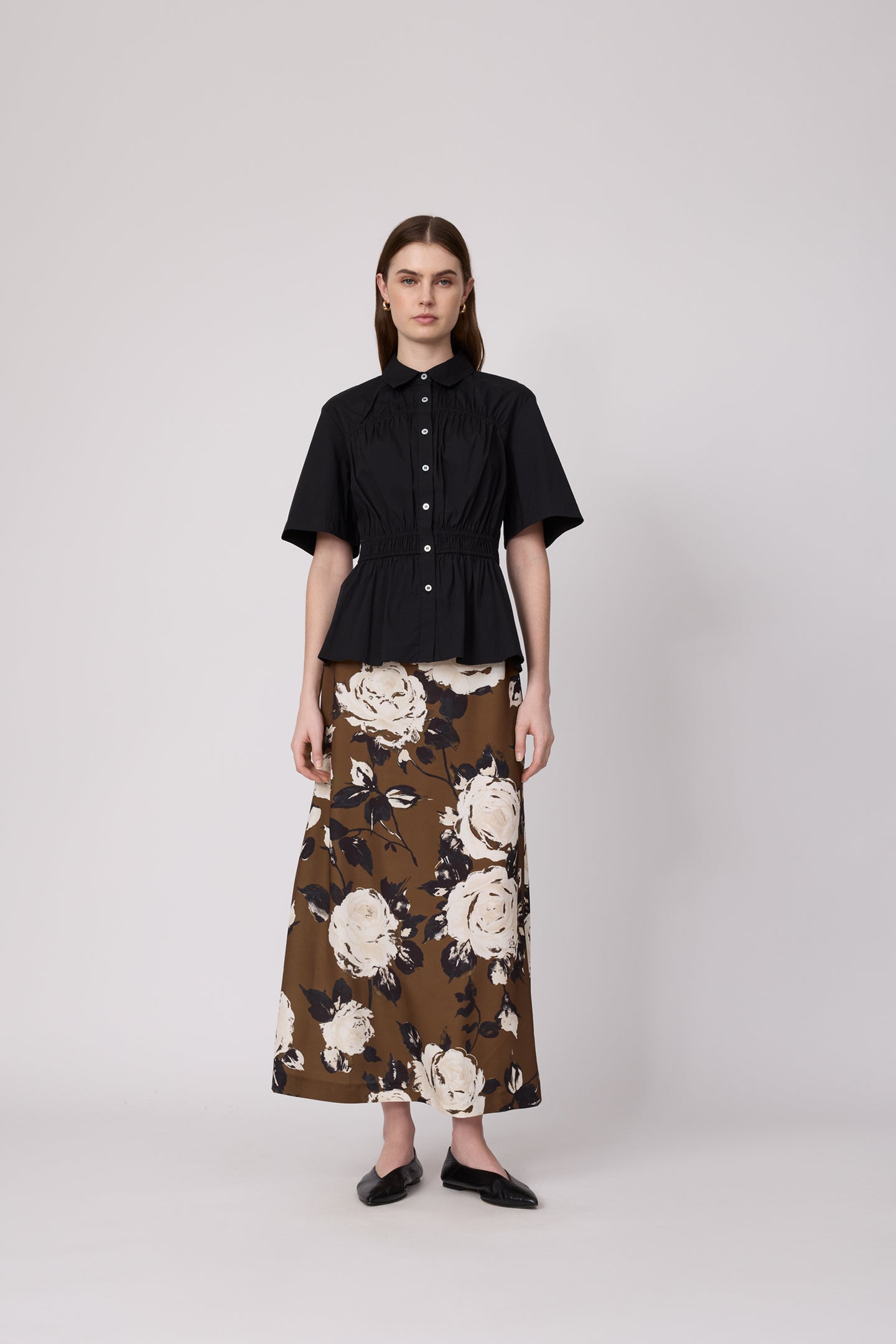 Cotton Poplin Ruched Top