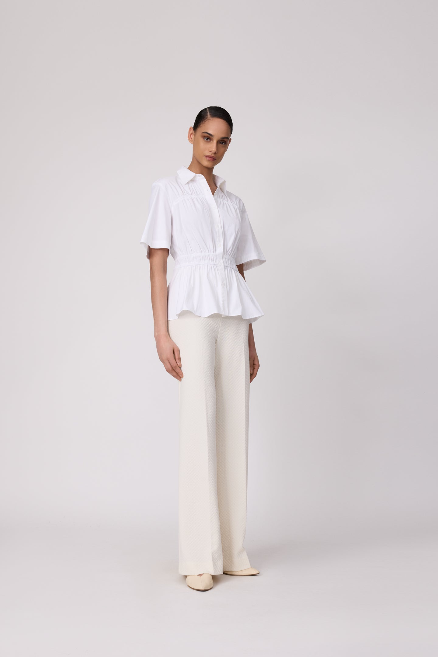 Cotton Poplin Ruched Top