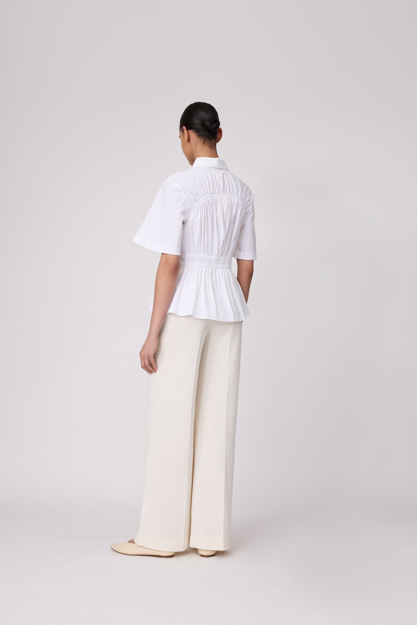 Cotton Poplin Ruched Top