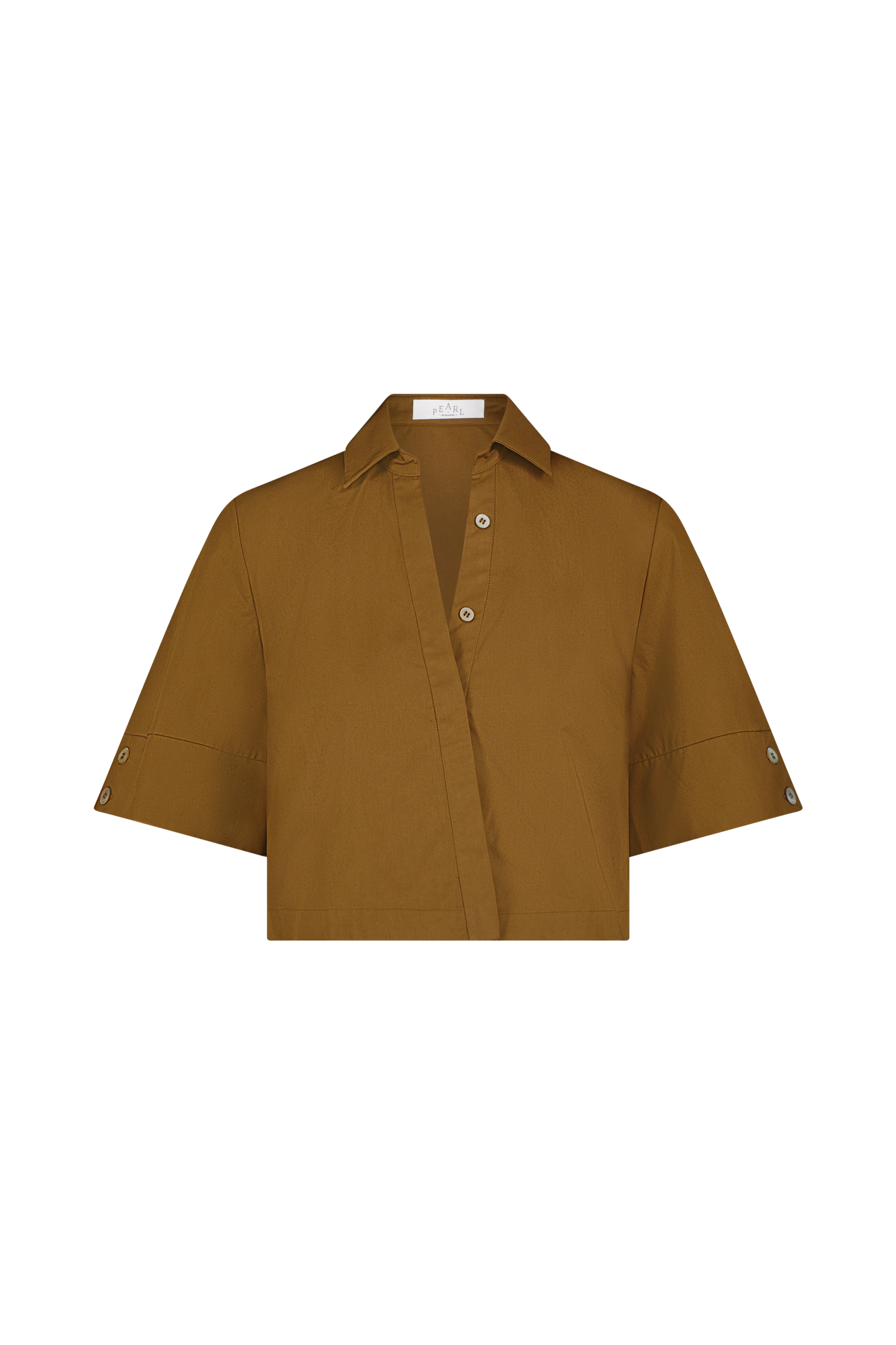Coated Poplin Cropped Shirt