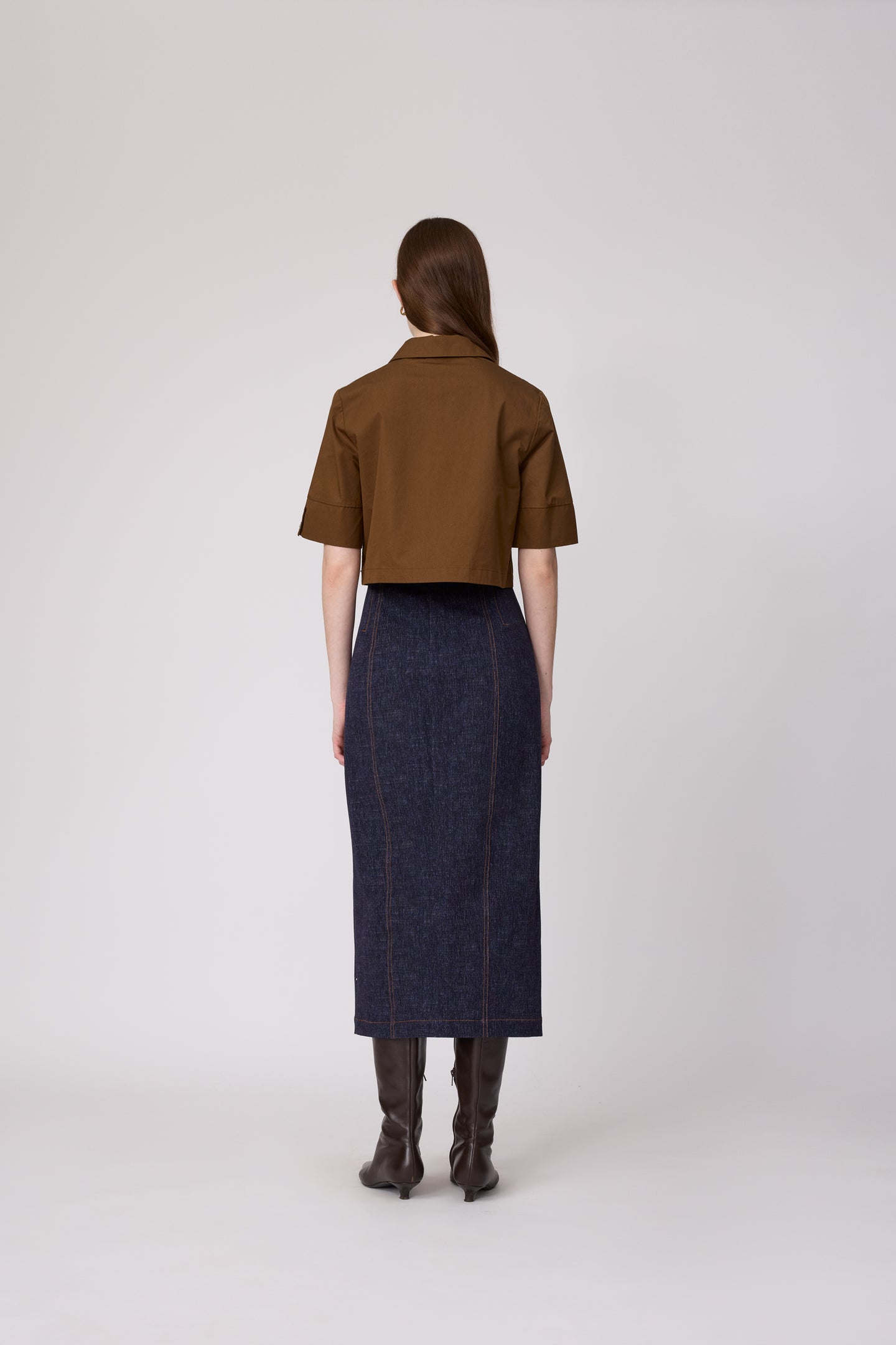 Coated Poplin Cropped Shirt