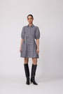 Stretch Plaid Flounce Dress