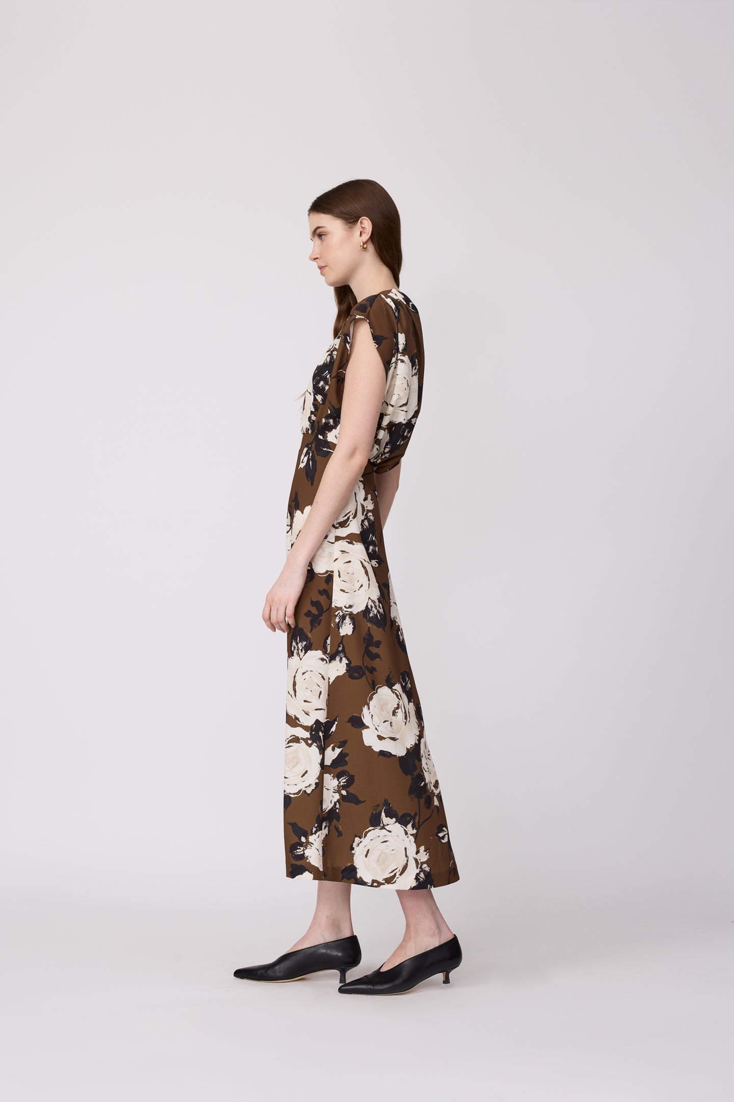 Rose Crepe Midi Dress