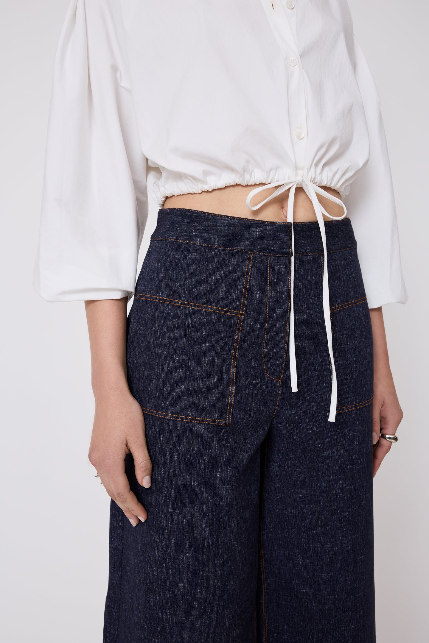 Cotton Poplin Tie Front Top