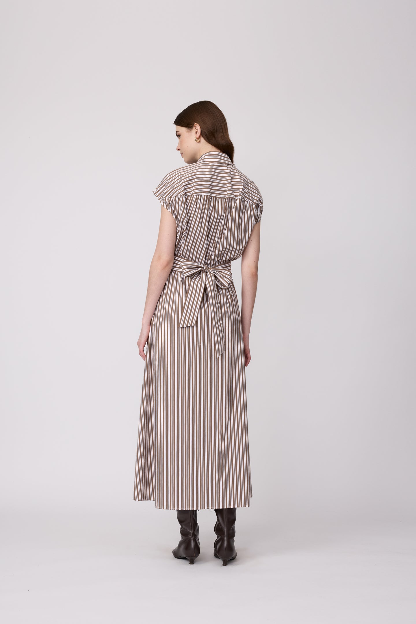 Striped Cotton Poplin Capelet Dress