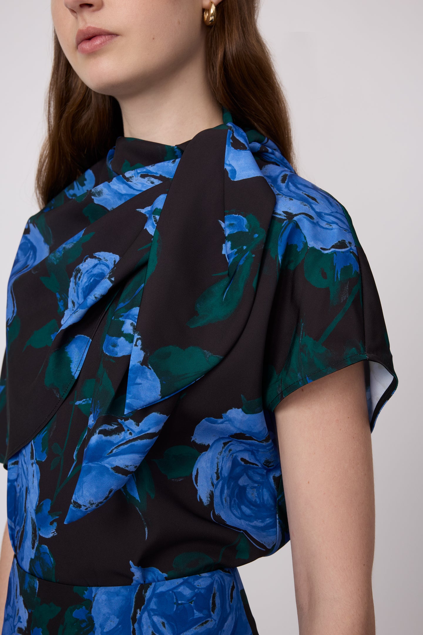 Rose Crepe Draped Blouse