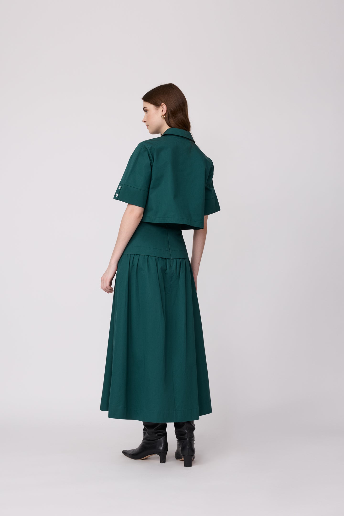 Coated Poplin Cropped Shirt