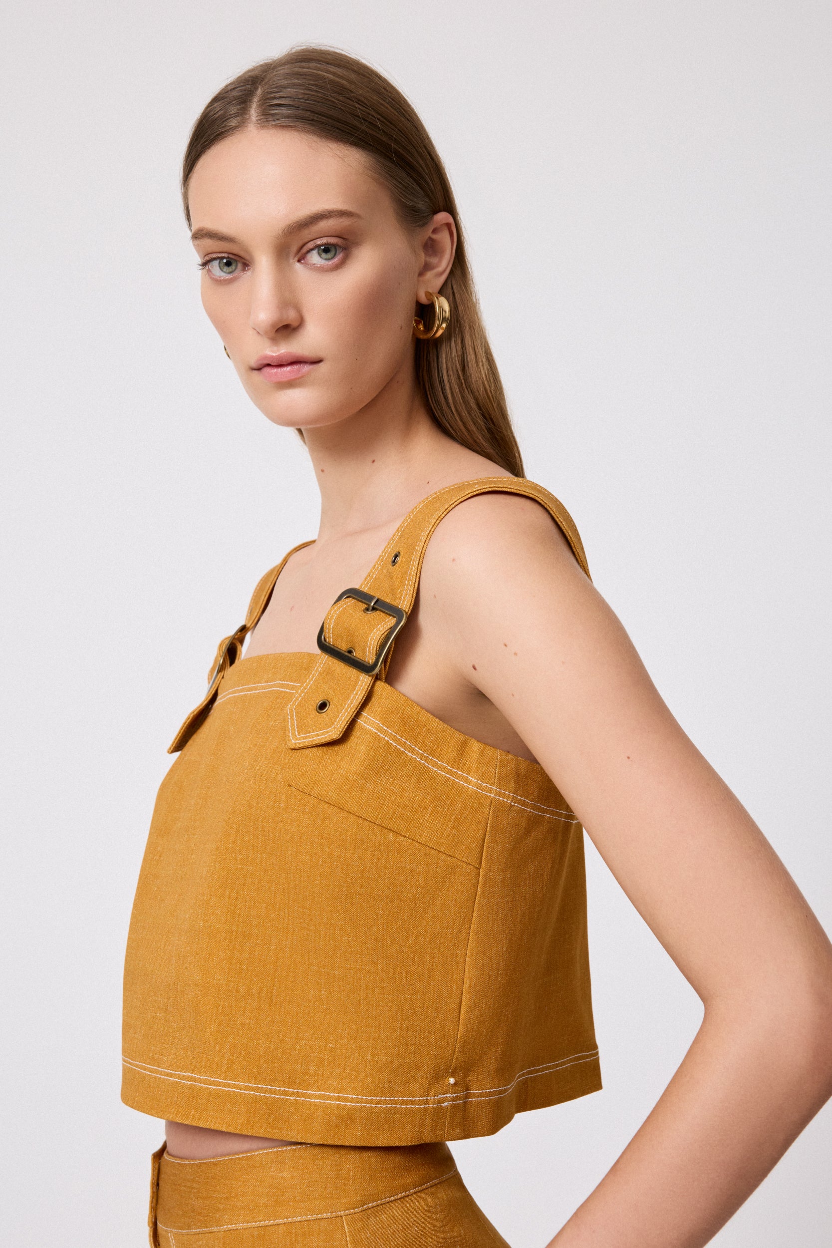 Stretch Denim Square Neck Top – Pearl by Lela Rose