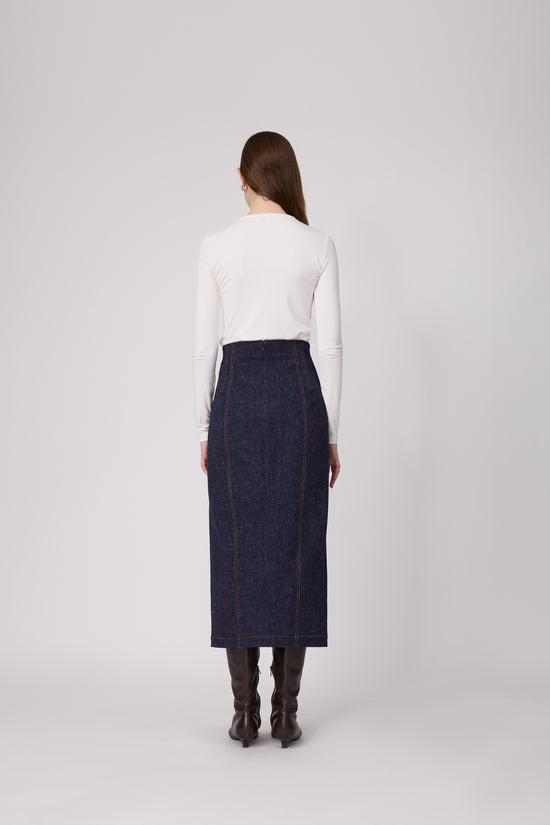 Stretch Denim Pencil Skirt