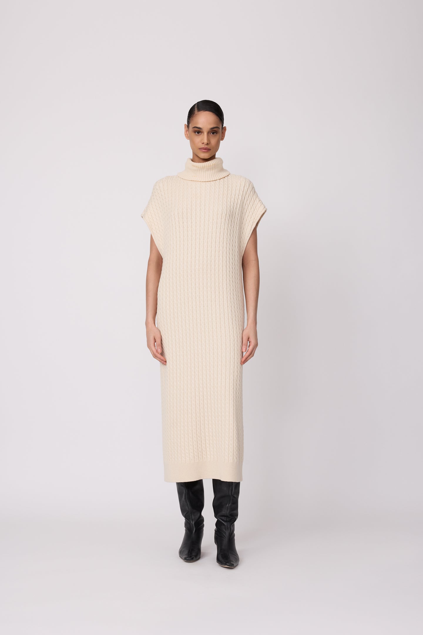 Sleeveless Cable Knit Dress