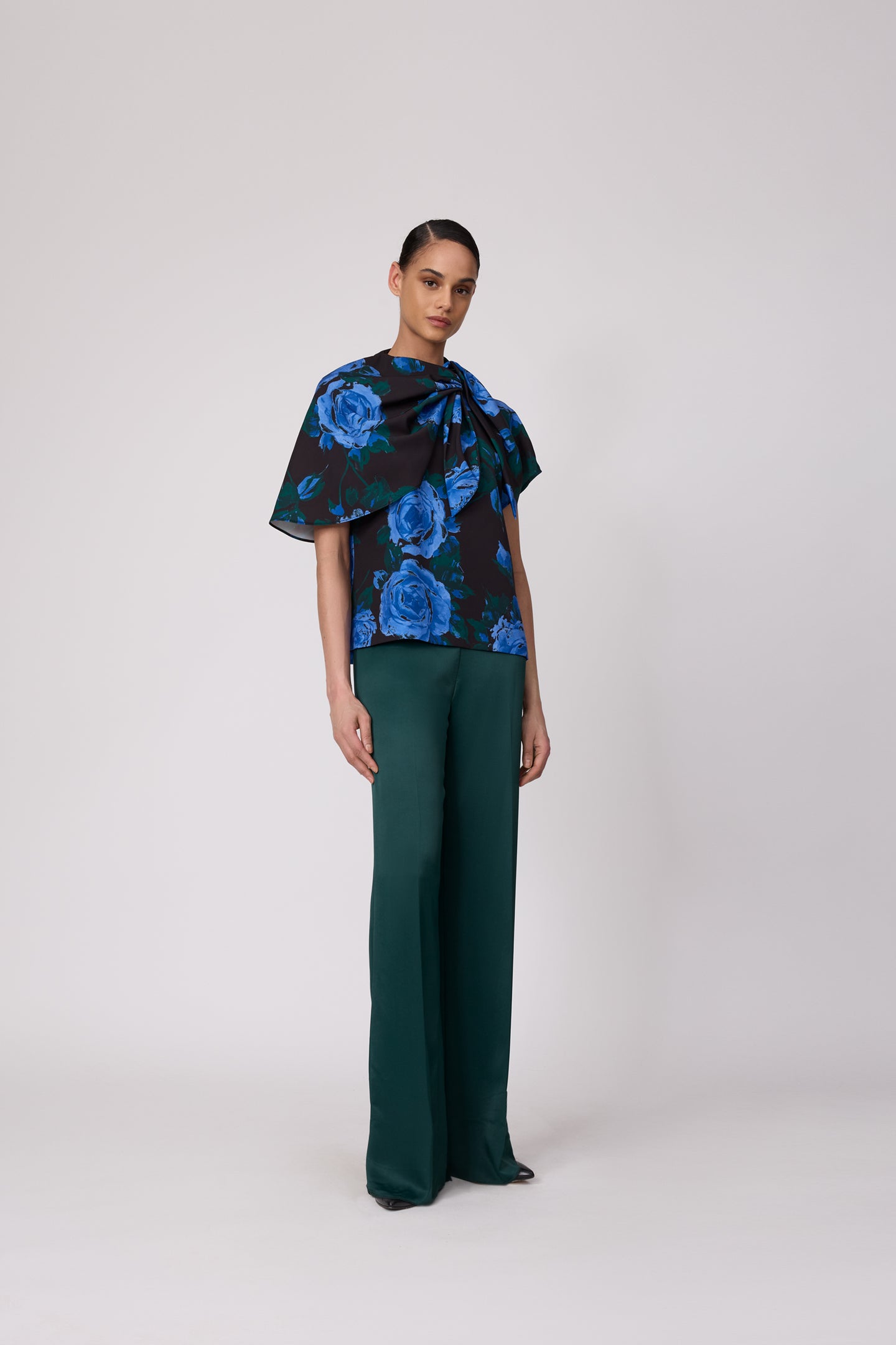 Rose Crepe Draped Blouse