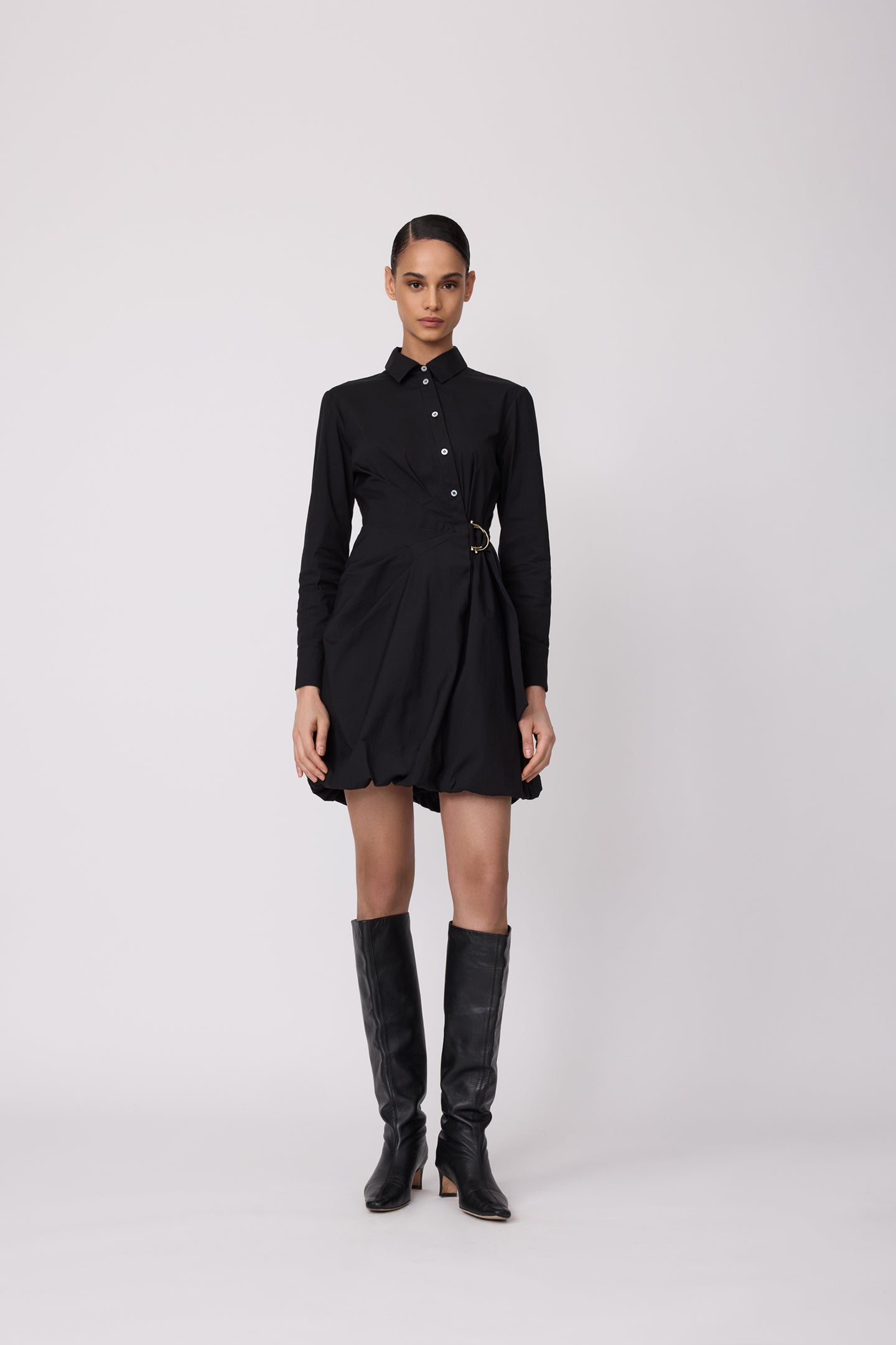 Cotton Poplin Bubble Hem Dress