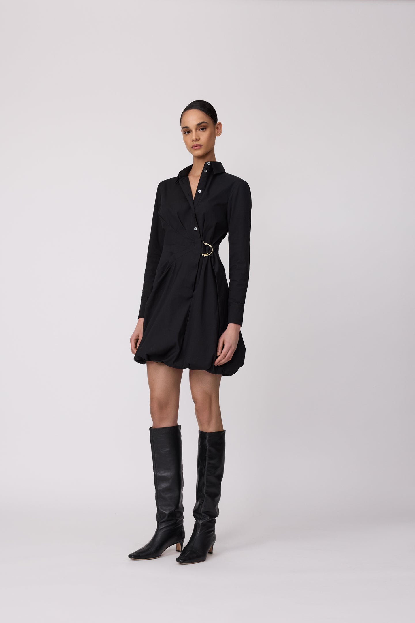 Cotton Poplin Bubble Hem Dress