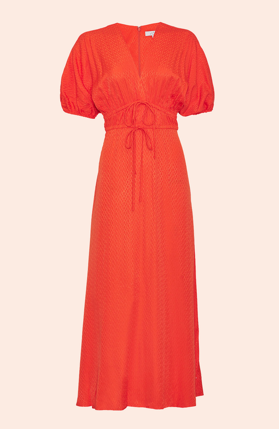 Equestrian Jacquard V-Neck Midi Dress