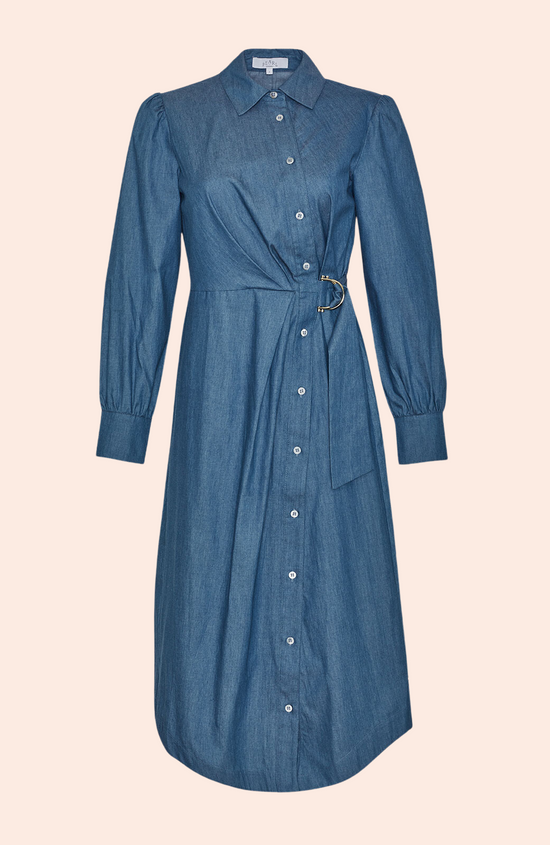 Chambray Asymmetrical Shirt Dress