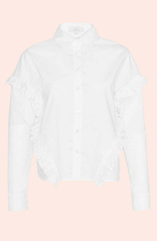 Cotton Poplin Ruffle Detail Top