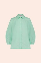 Coated Poplin Pleat Sleeve Top