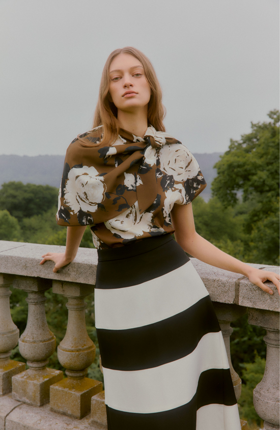 Rose Crepe Draped Blouse