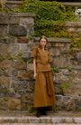 Coated Poplin Midi Skirt