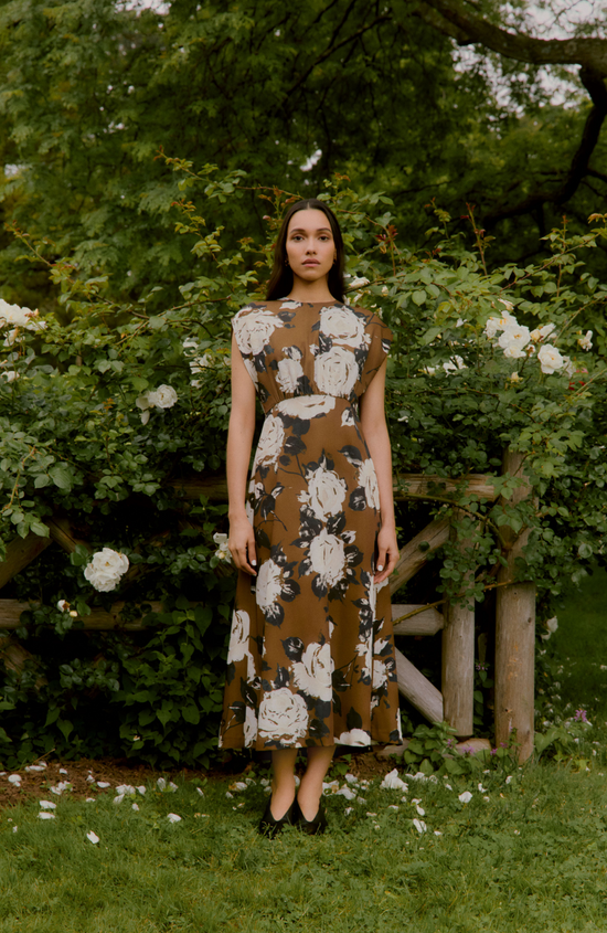 Rose Crepe Midi Dress