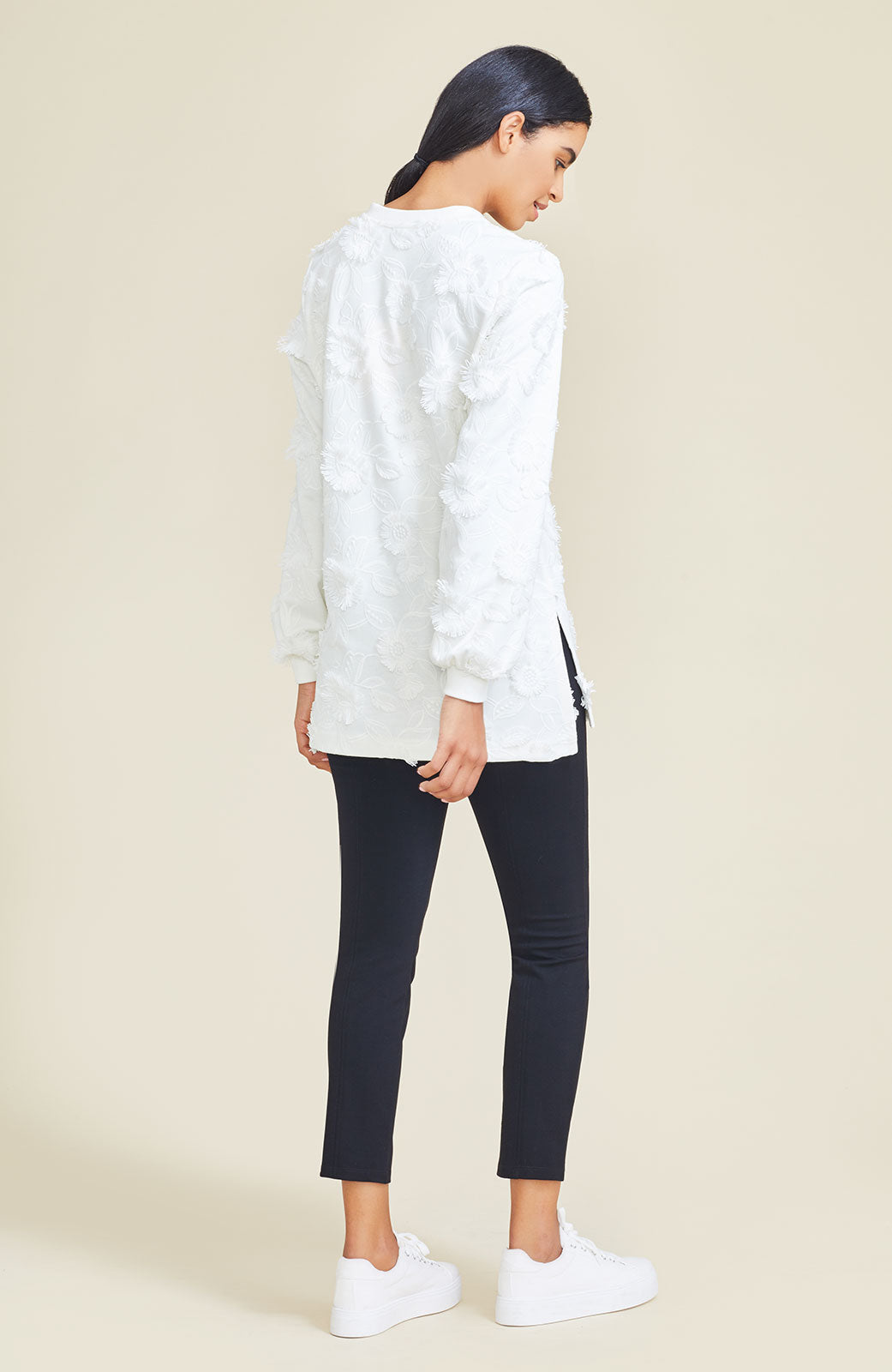 Embroidered Jersey V-Neck Tunic