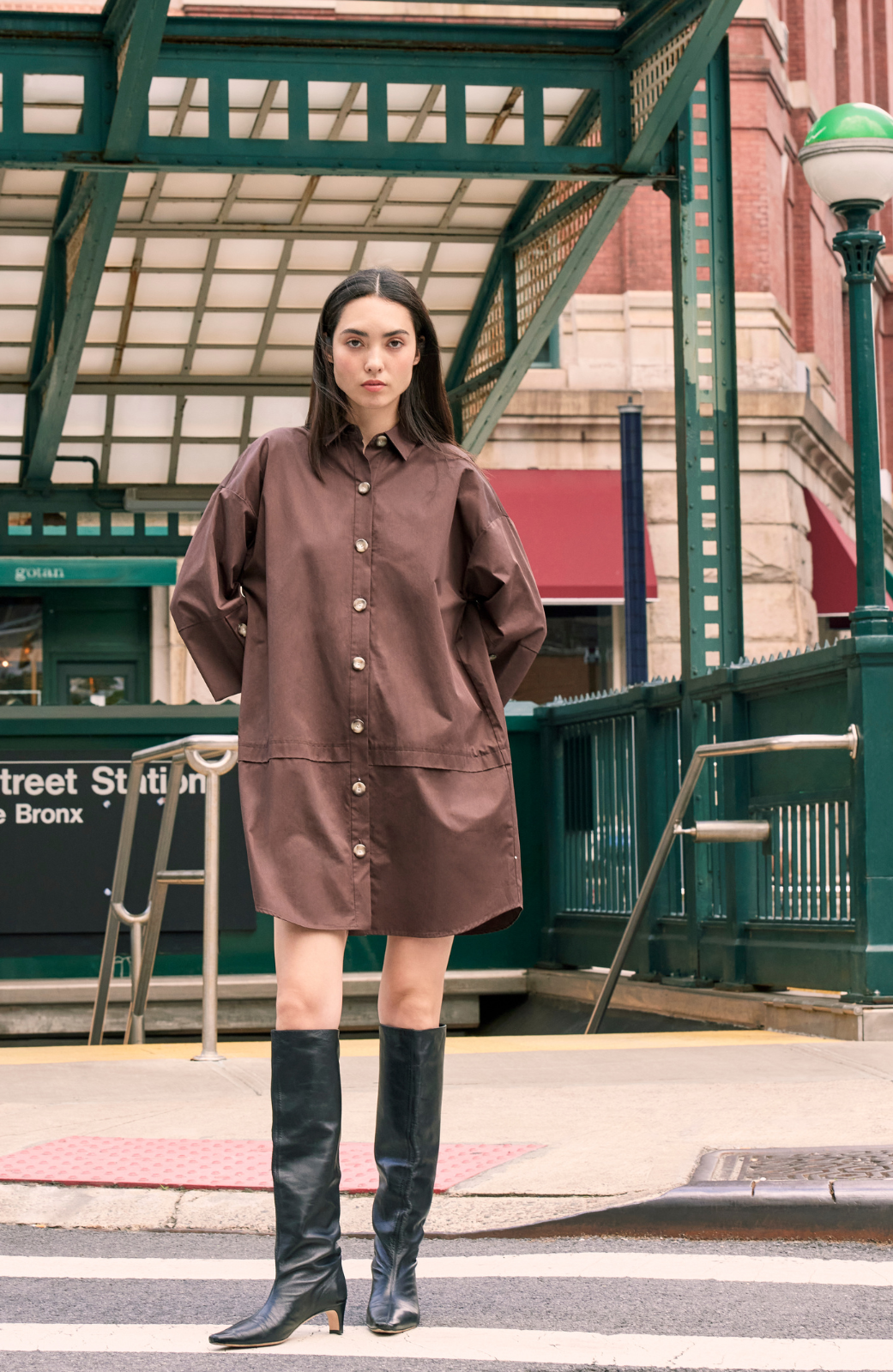 Coated Poplin Tunic Dress