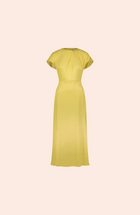 Satin Crepe Draped Midi Dress