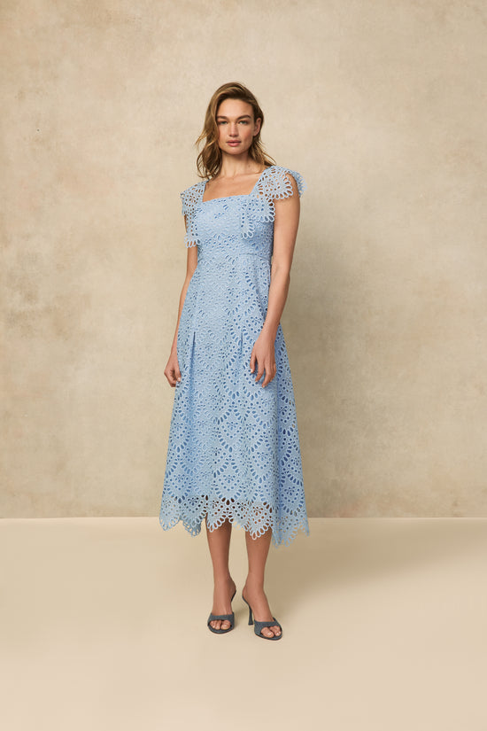 Scallop Eyelet Midi Dress