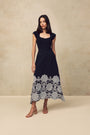 Embroidered Fluid Crepe Full Skirt