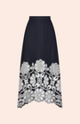 Embroidered Fluid Crepe Full Skirt