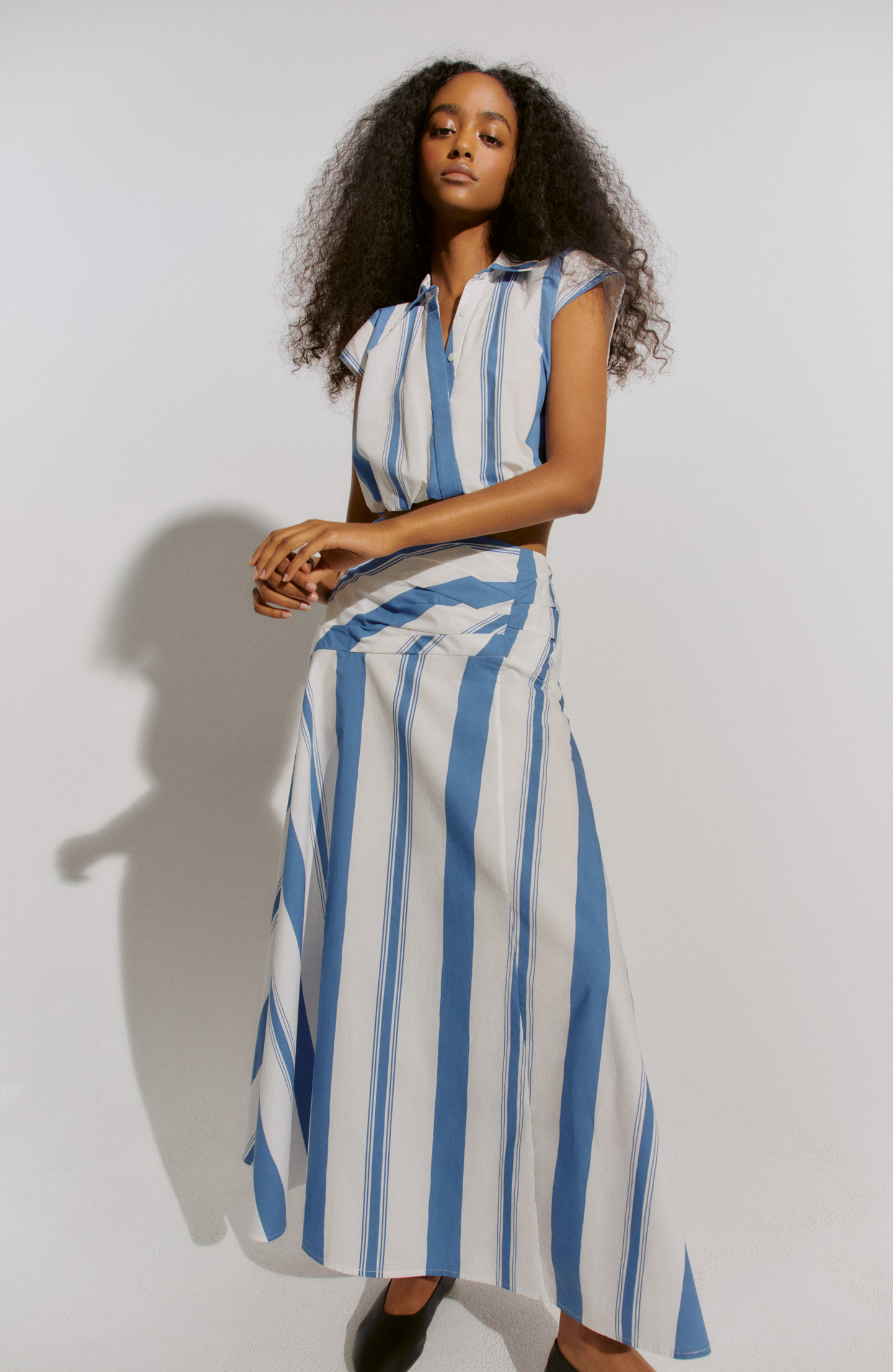 Striped Cotton Poplin Skirt