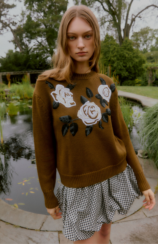 Rose Embroidered Sweater