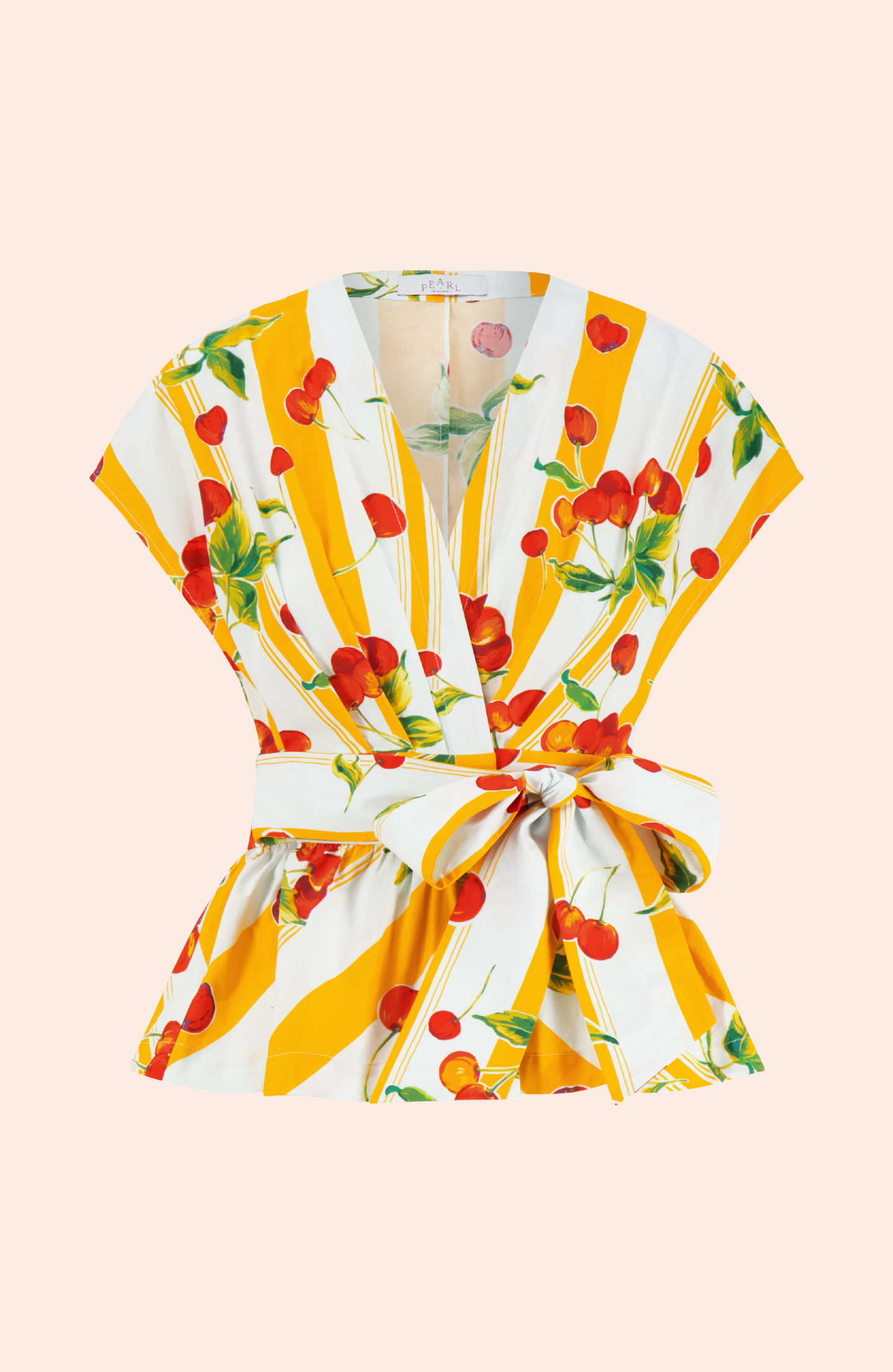 Cherry Printed Cotton Tie Top