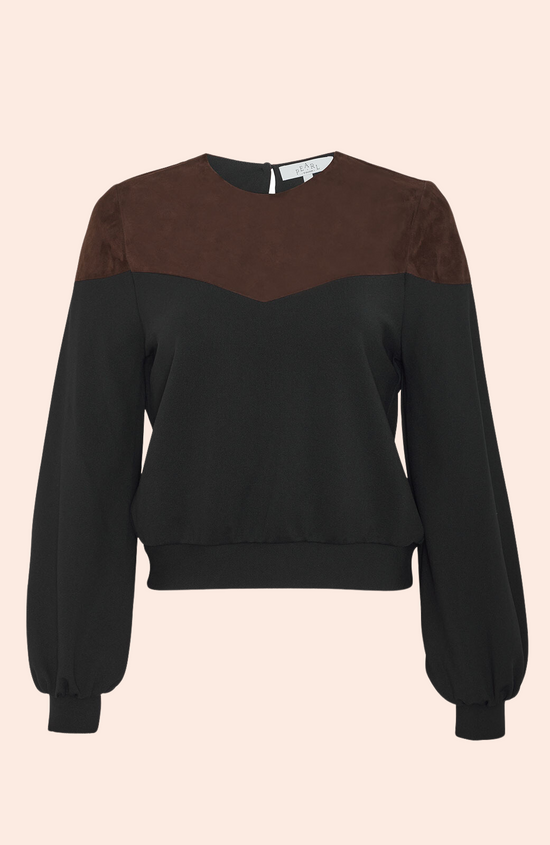 Ponte Twill and Suede Sweatshirt