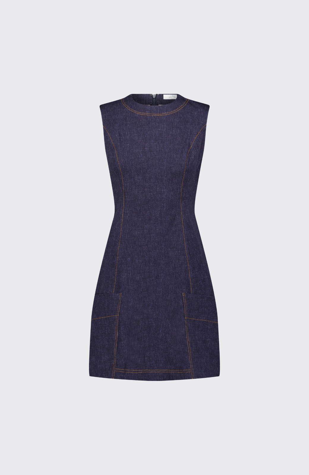 Stretch Denim Seamed A-Line Dress