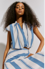 Striped Cotton Poplin Sleeveless Top