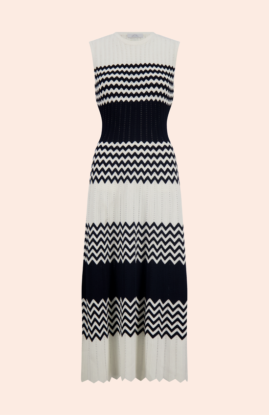 Chevron Pointelle Knit Dress