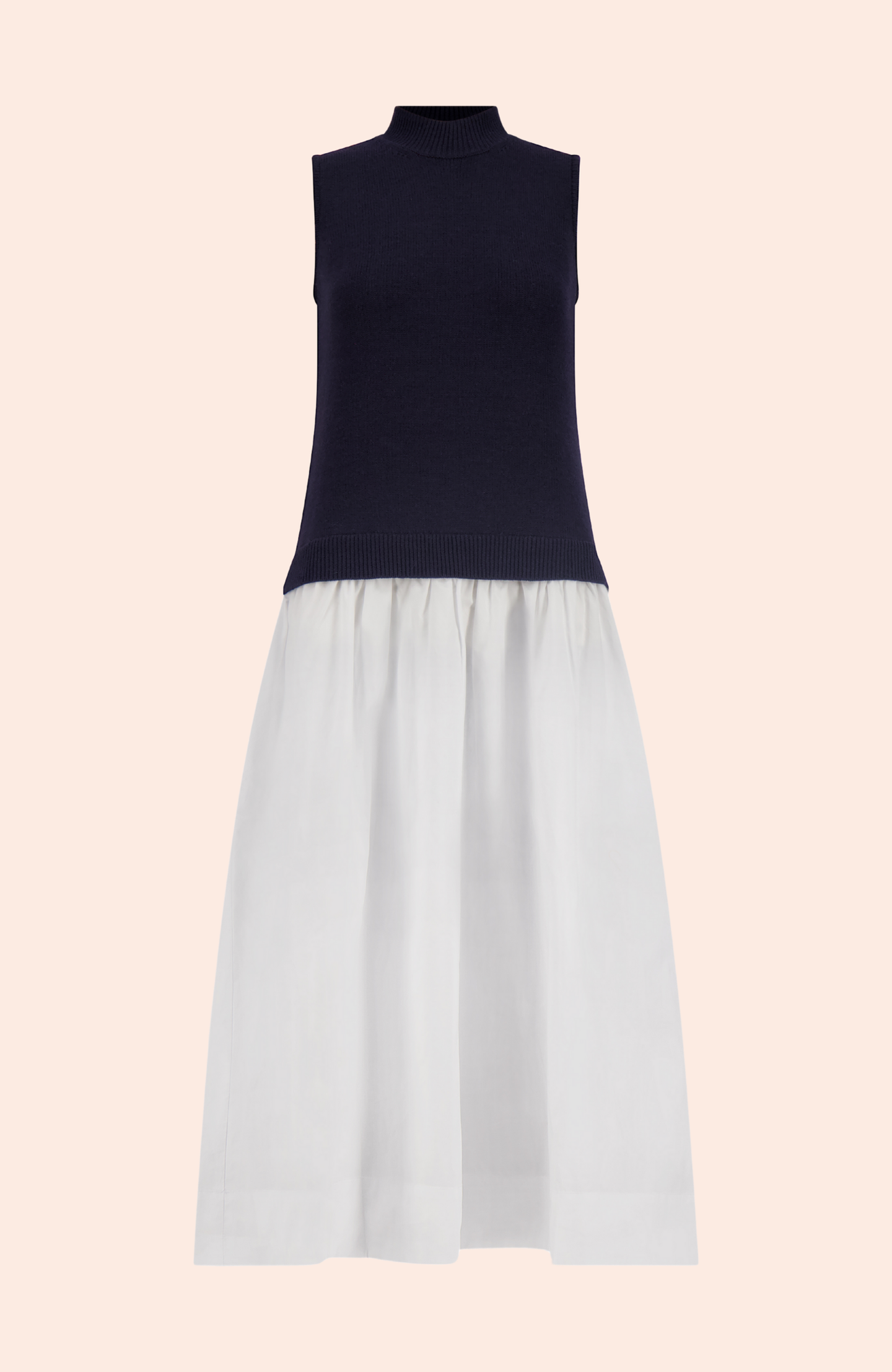 Poplin Combo Midi Knit Dress