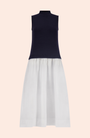 Poplin Combo Midi Knit Dress