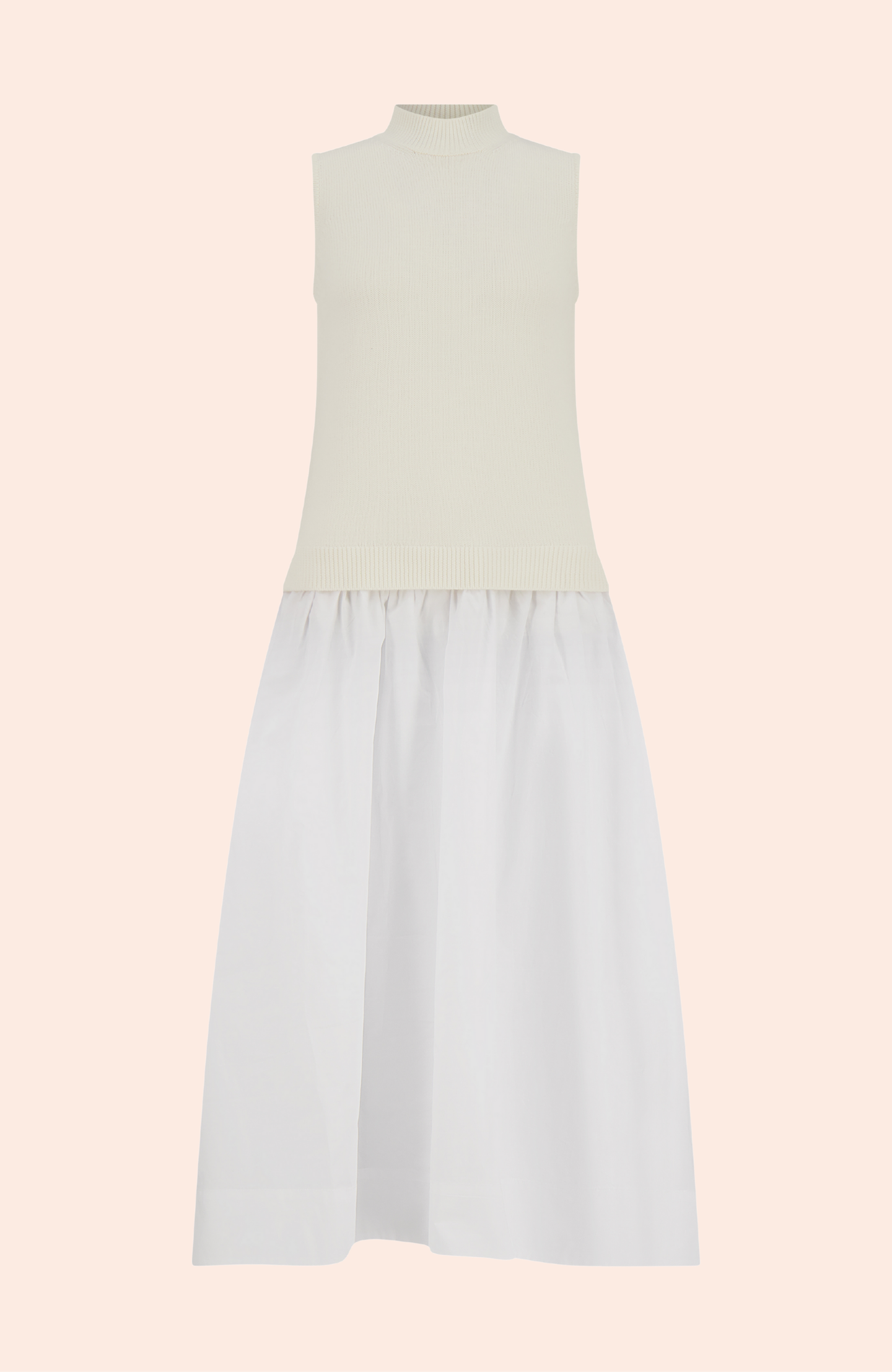 Poplin Combo Midi Knit Dress