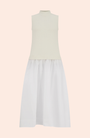 Poplin Combo Midi Knit Dress