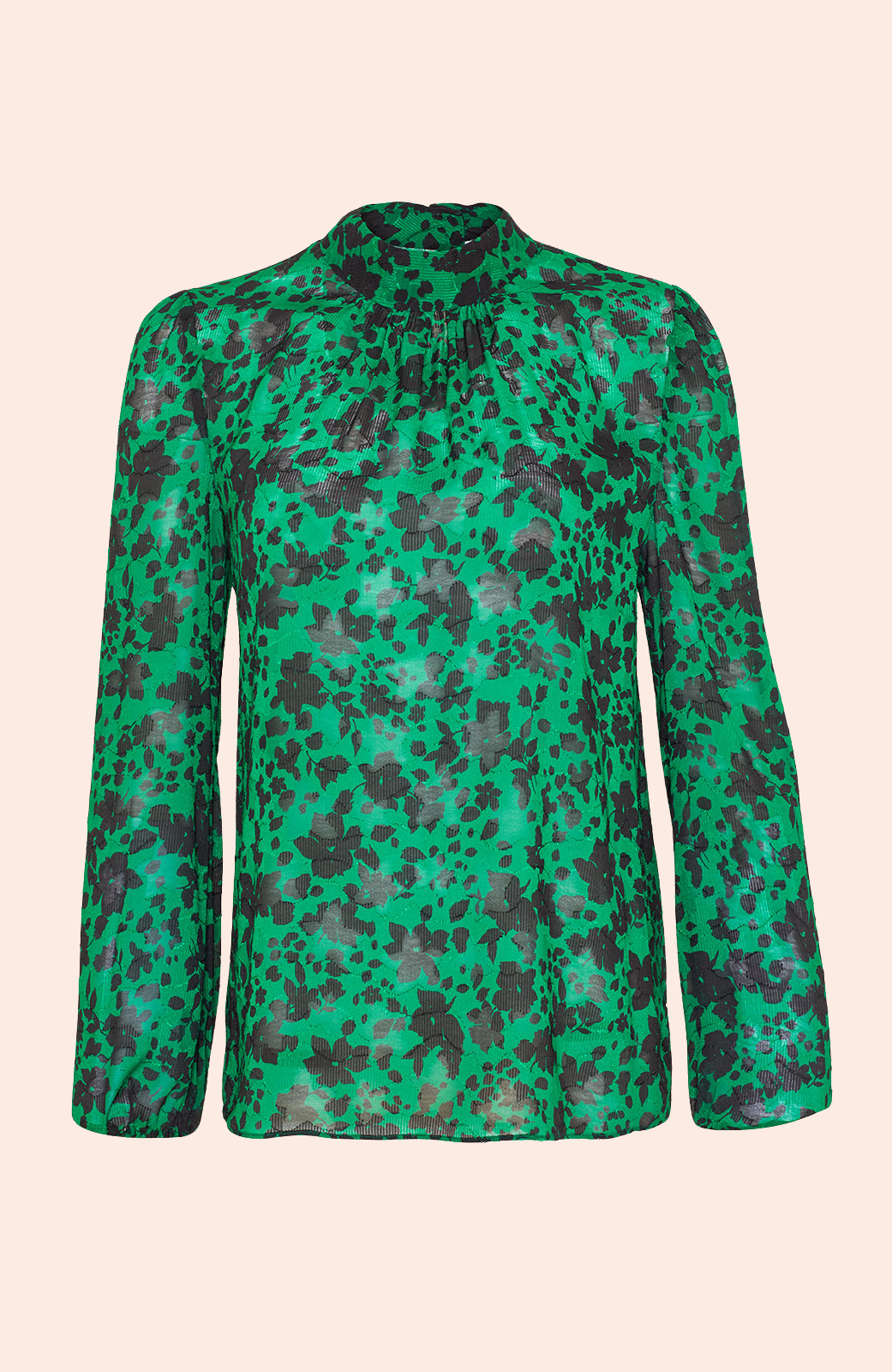 Floral Jacquard High Neck Top