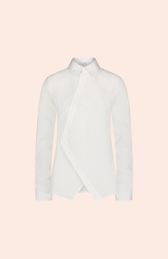 Cotton Poplin Asymmetrical Button Shirt