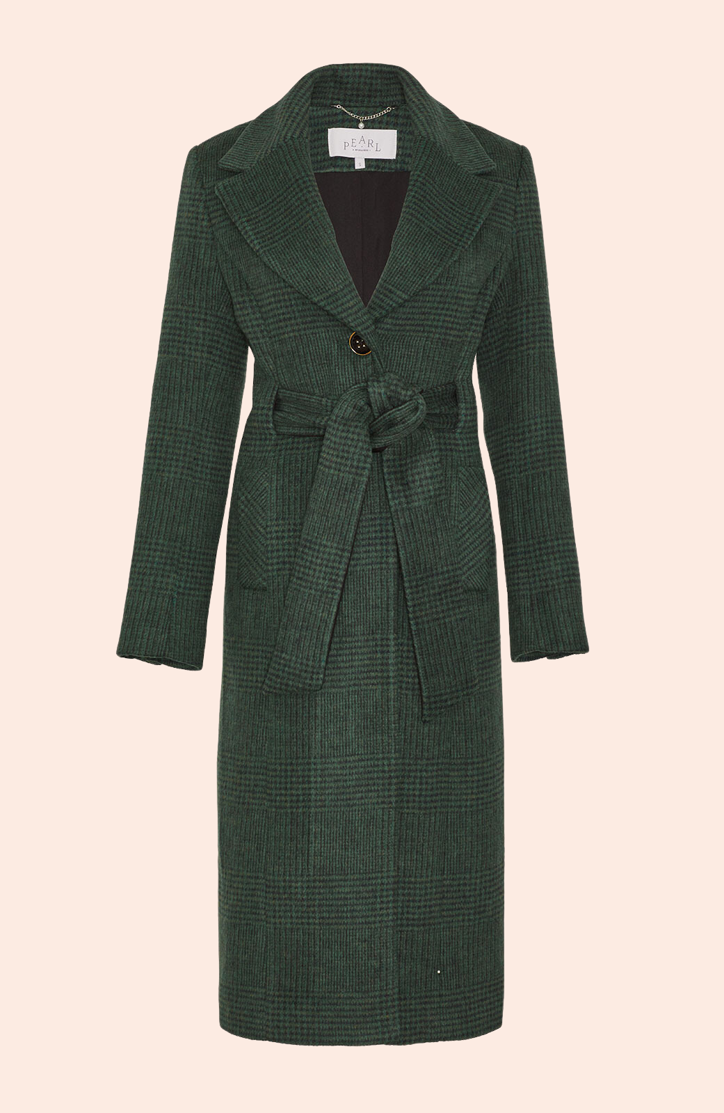 Plaid Brushed Wool Belted Coat