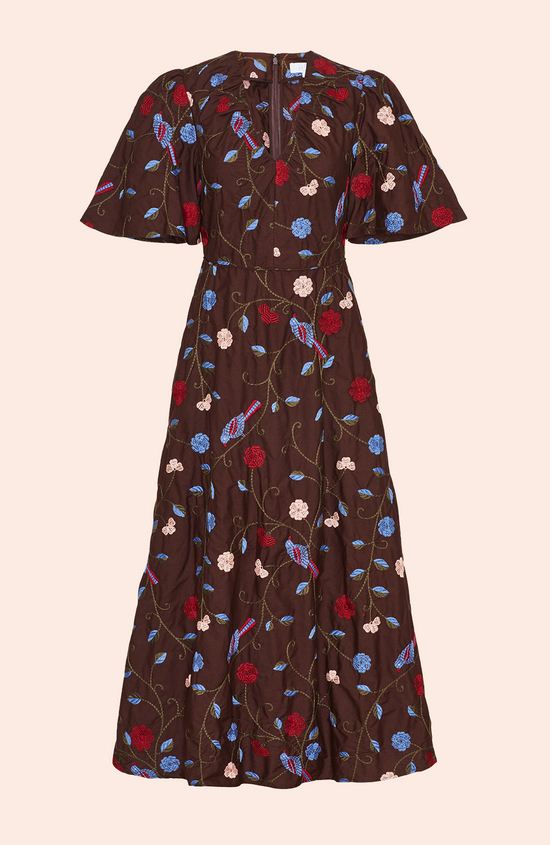 Embroidered Cotton Midi Dress